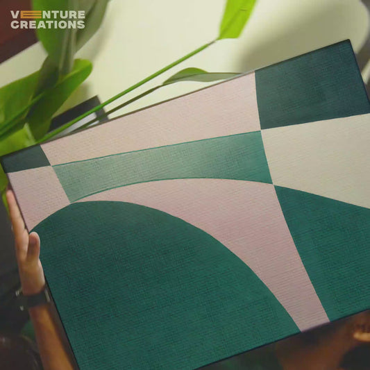 Geometric Color Block Teal Pink Patchwork Poster