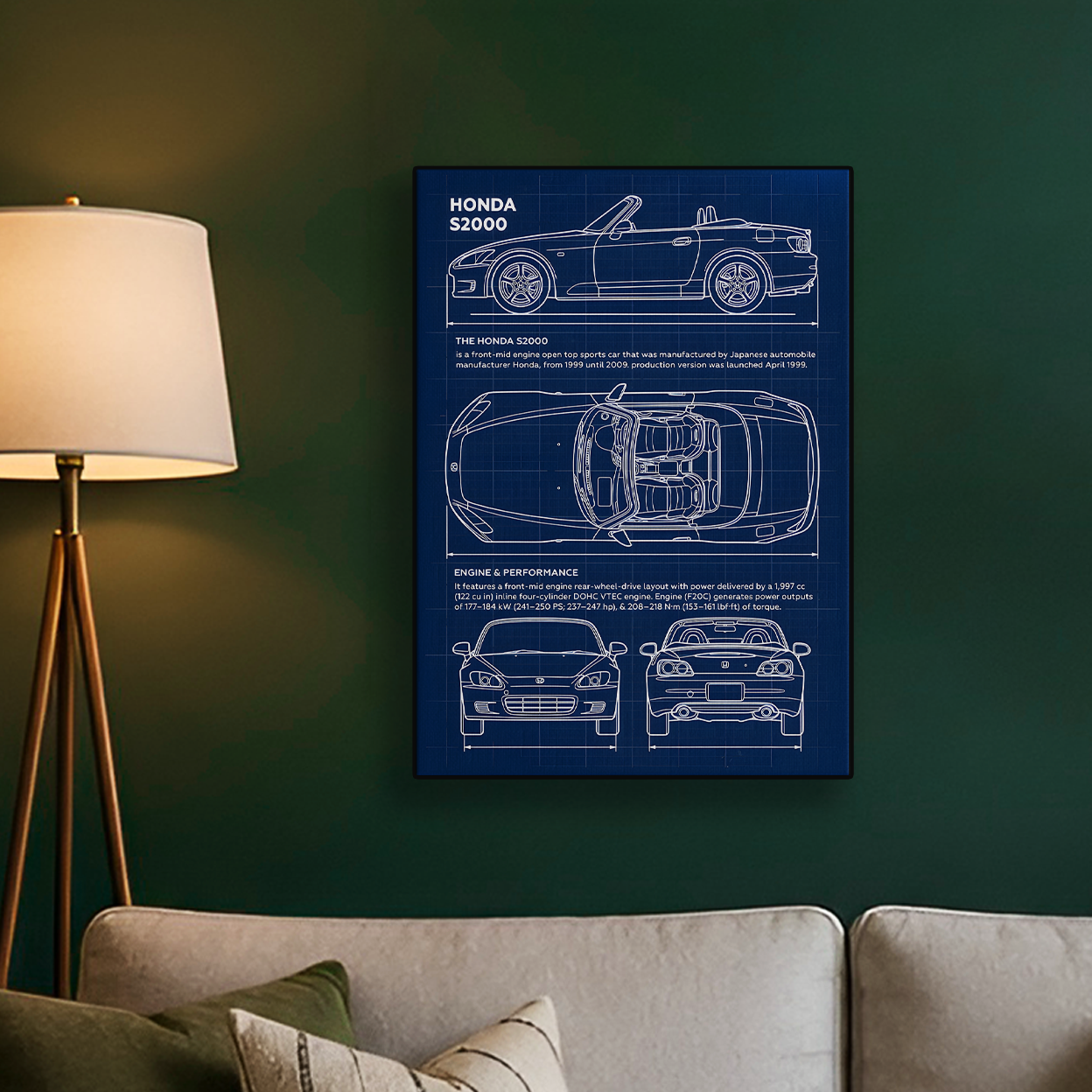 Honda Blueprint Sketch Poster