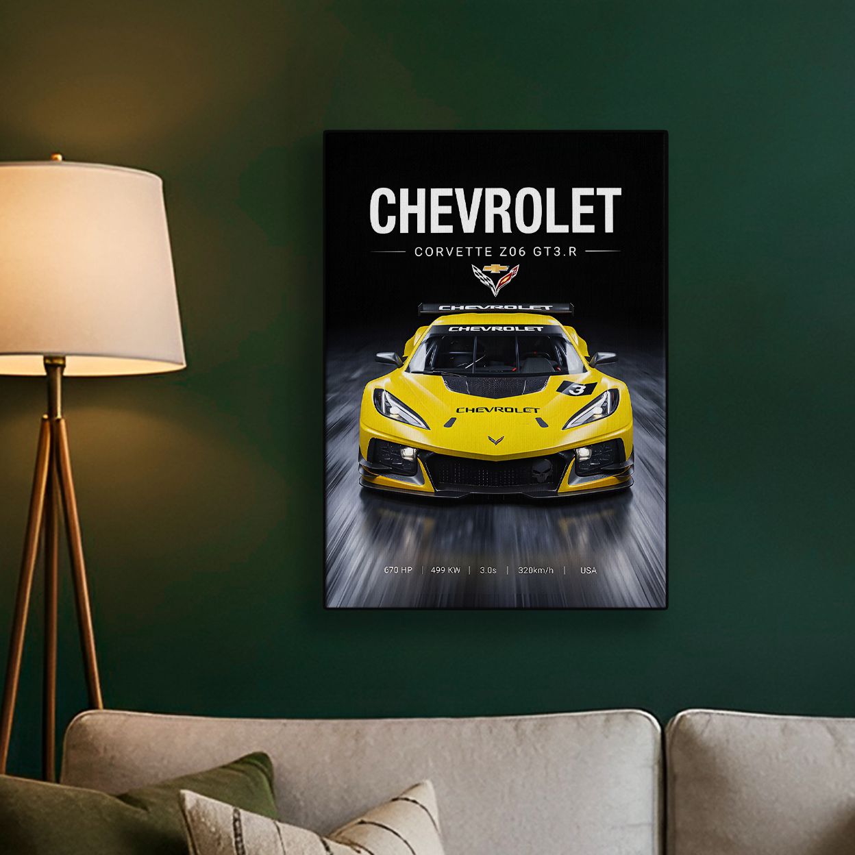 Chevrolet Corvette Yellow Poster